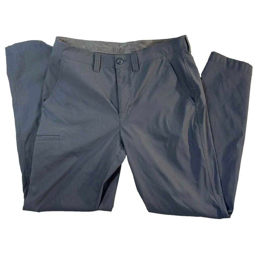 Eddie Bauer Tech Pants Mens 32x30 Gray Chino Hiking Travel Nylon Gorpcore